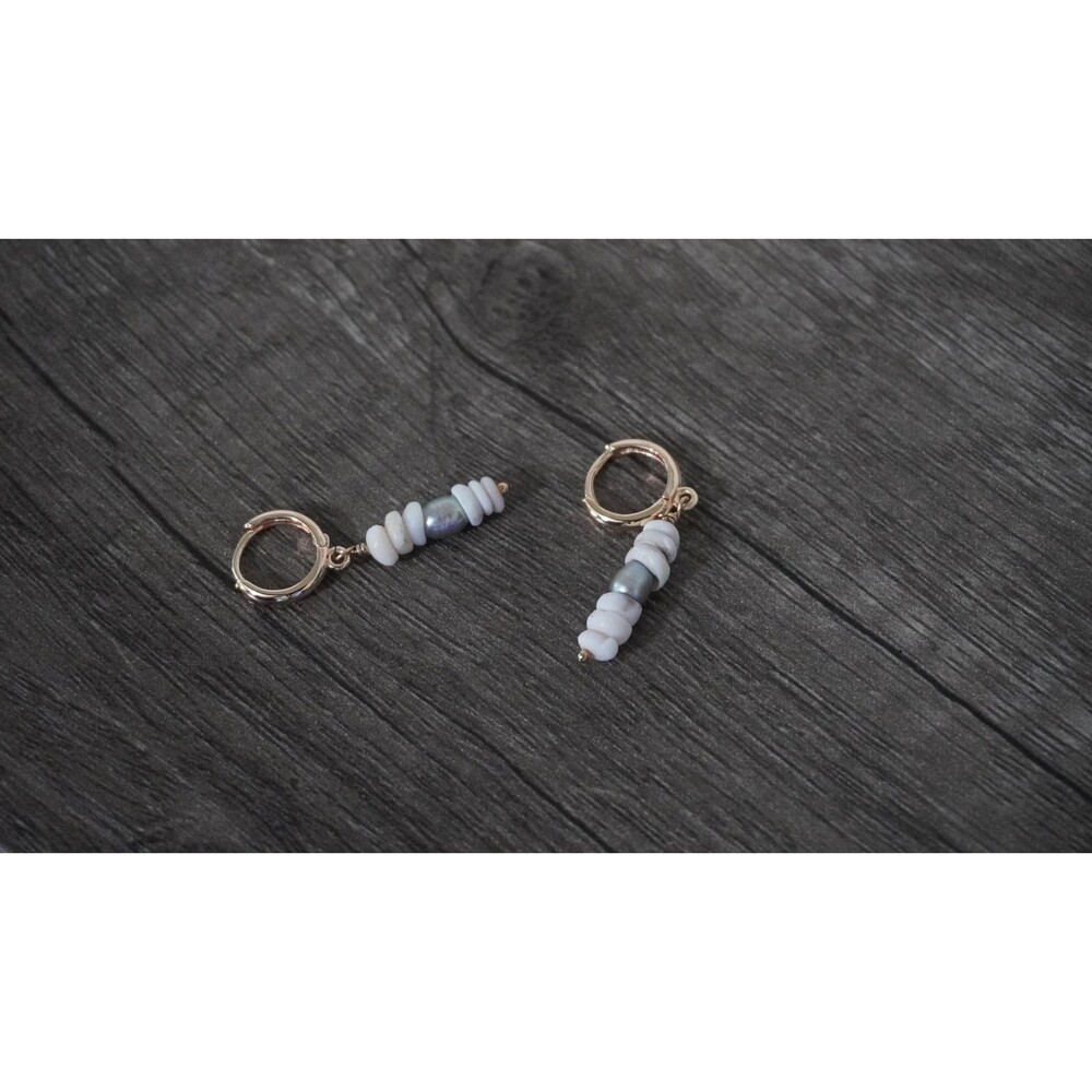 Freshwater Pearl Puka Shell Earrings, 14k Gold Fill